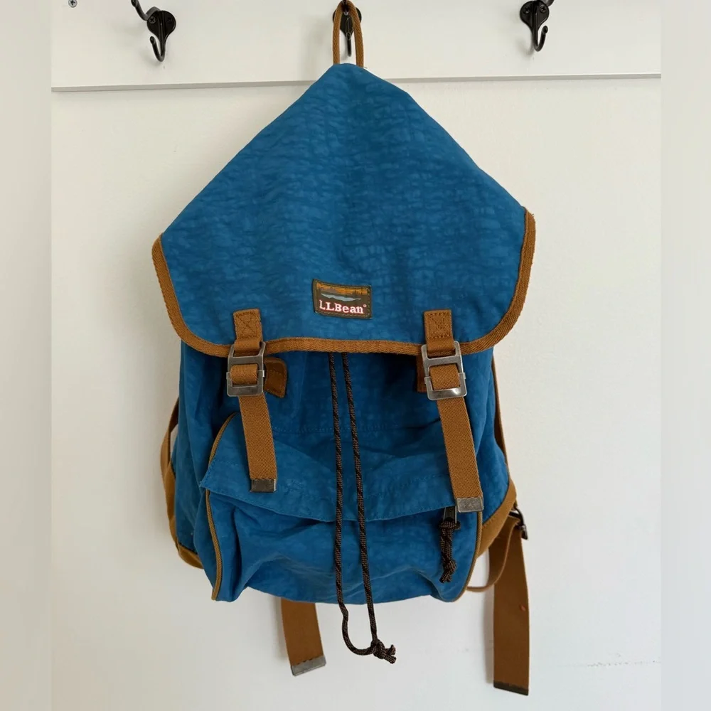 L.L. Bean Blue and Tan Backpack